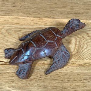 Sea Turtle Hand Carved Wood Figurine